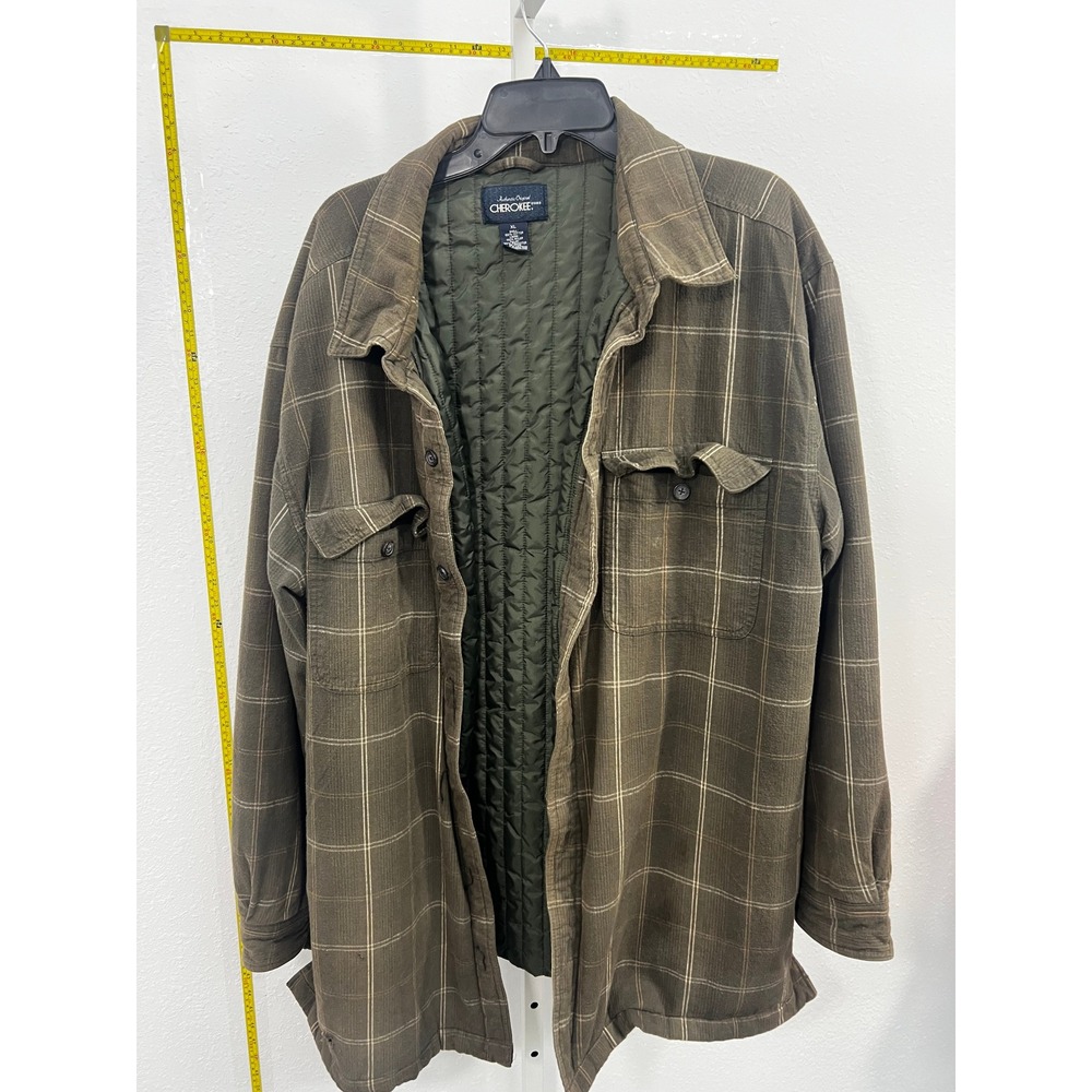 Cherokee Brand Mens‎ XL Brown Cotton Barn Jacket Corduroy Collar Quilted Lined